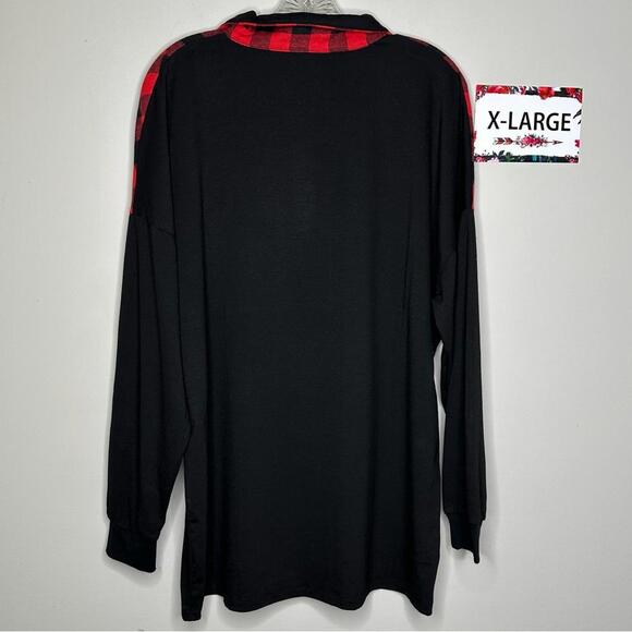 Buffalo Plaid Front zip long sleeve top X-Large - Picture 6 of 6
